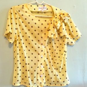 Bettie Page Yellow polka dot blouse XXL